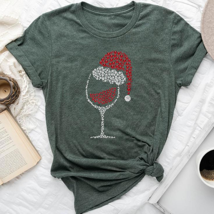Glass Of Red Wine Santa Hat Christmas Drinking Team Matching Bella Canvas T-shirt