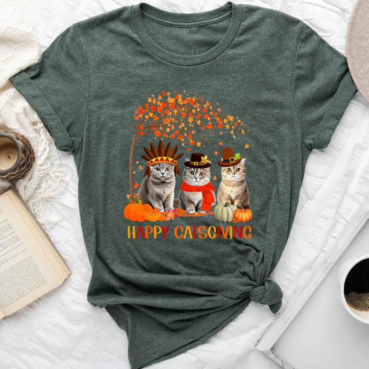 Happy Catsgiving Cute Thanksgiving Cat Lovers Cat Mom Women Bella Canvas T-shirt