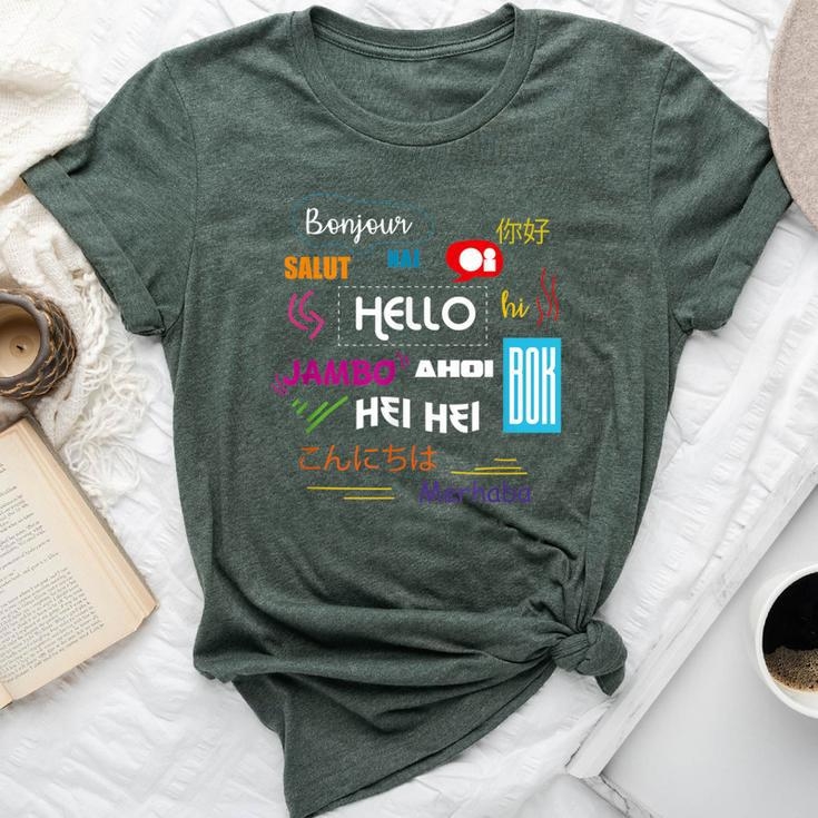 Hello In Different Languages Travel Tourism Language Teacher Bella Canvas T-shirt