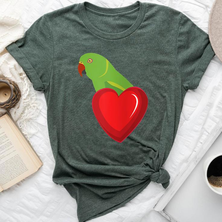 Indian Ringneck Alexandrine Parrot Parakeet Heart Pocket Bella Canvas T-shirt