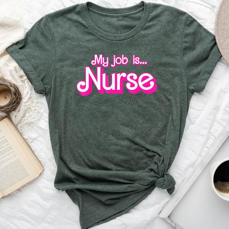 My Job Is Nurse Pink Retro Rn Nursing School Lpn Lvn Womens Bella Canvas T-shirt