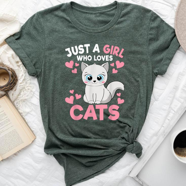 Just A Girl Who Loves Cats Cute Cat Lover Girls Toddlers Bella Canvas T-shirt