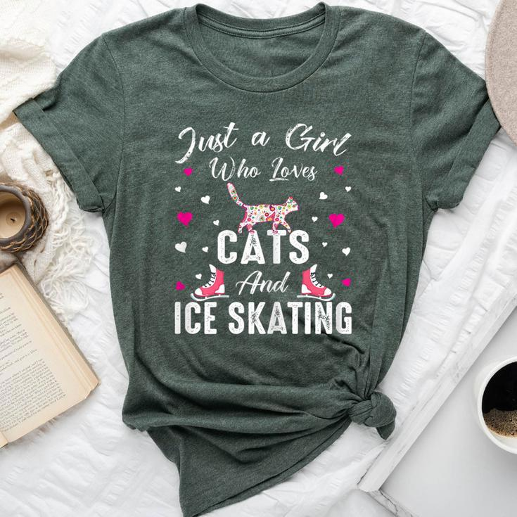 Just A Girl Who Loves Cats And Ice Skating Skate Girl Bella Canvas T-shirt