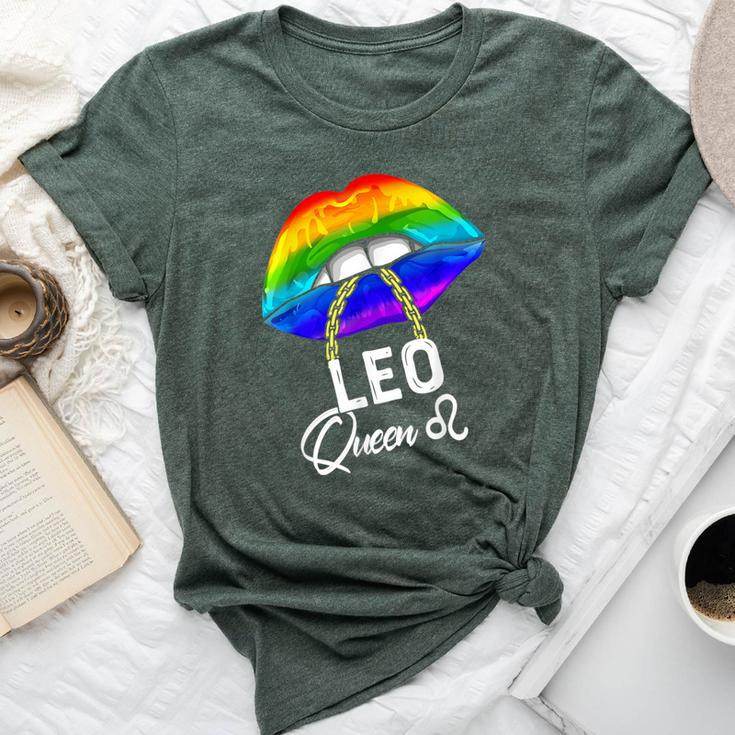 Lgbtq Leo Queen Lips Zodiac Rainbow Gay Pride Flag Lesbain Bella Canvas T-shirt