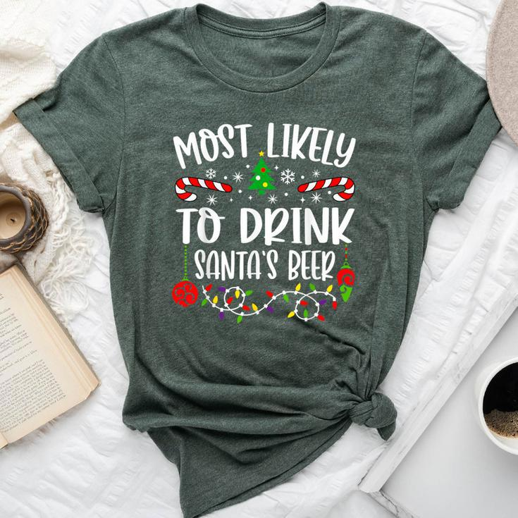 Most Likely To Drink Santa's Beer Family Christmas Drinking Bella Canvas T-shirt