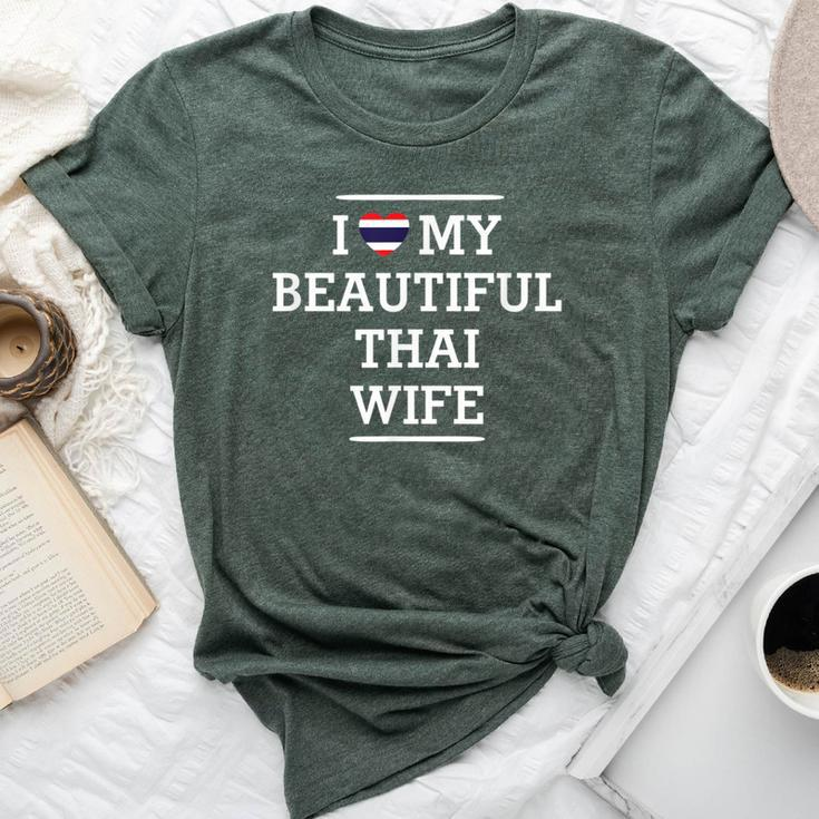 I Love My Beautiful Thai Wife Flag Heart For Husband Bella Canvas T-shirt