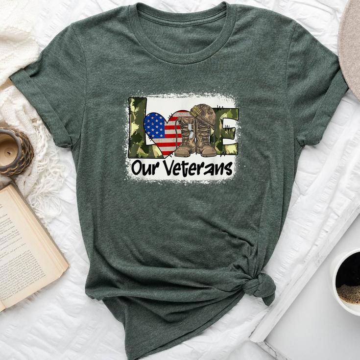 Love Our Veterans Us Military Veteran Day Womens Bella Canvas T-shirt