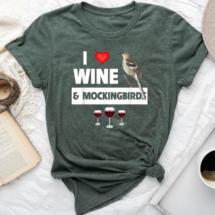 I Love Wine And Northern Mockingbird Arkansas State Bird Bella Canvas T-shirt