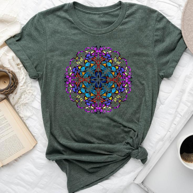 Mandala Stained Glass Graphic With Bright Rainbow Of Colors Bella Canvas T-shirt
