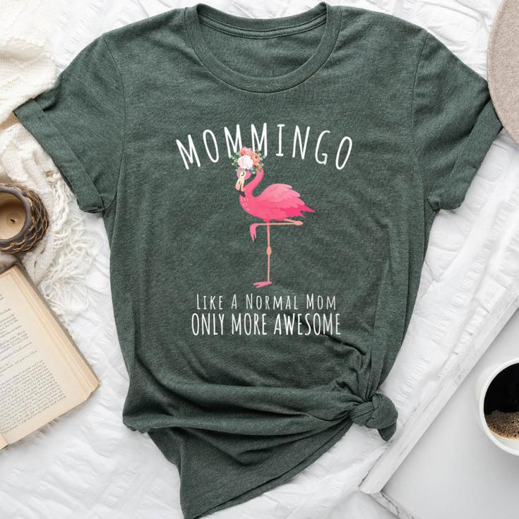 Mommingo Like An Mom Only Awesome Floral Flamingo Bella Canvas T-shirt