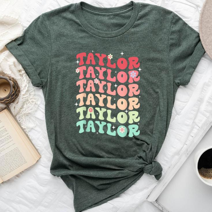 Name Taylor Girl Boy Retro Groovy 80'S 70'S Colourful Bella Canvas T-shirt