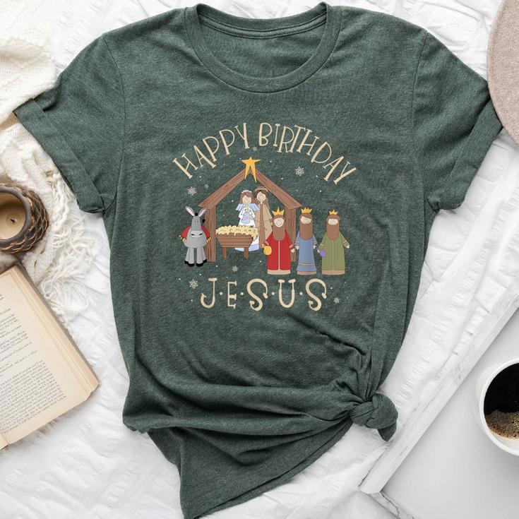 Nativity Happy Birthday Jesus Christmas Nativity Christian Bella Canvas T-shirt