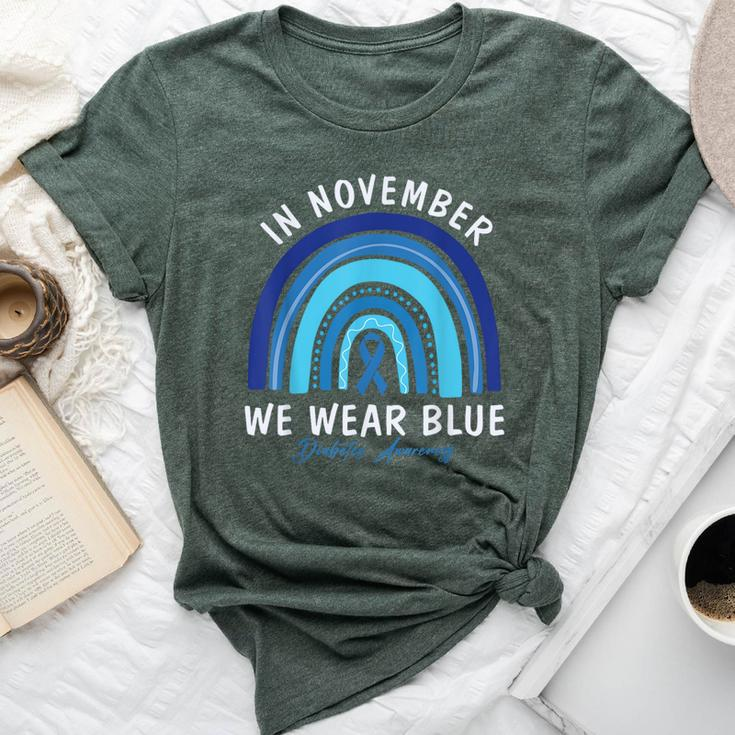 In November We Wear Blue Rainbow Diabetes Awareness Bella Canvas T-shirt