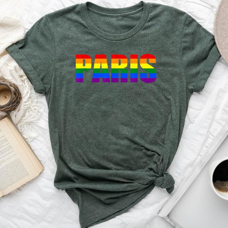 Paris France Lgbtq Pride Gay Lesbian Rainbow Flag Equality Bella Canvas T-shirt