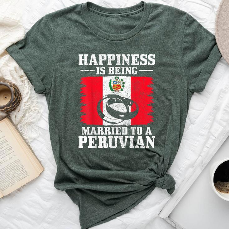 Peruvian Wife Husband Married Wedding Peru Flag Bella Canvas T-shirt