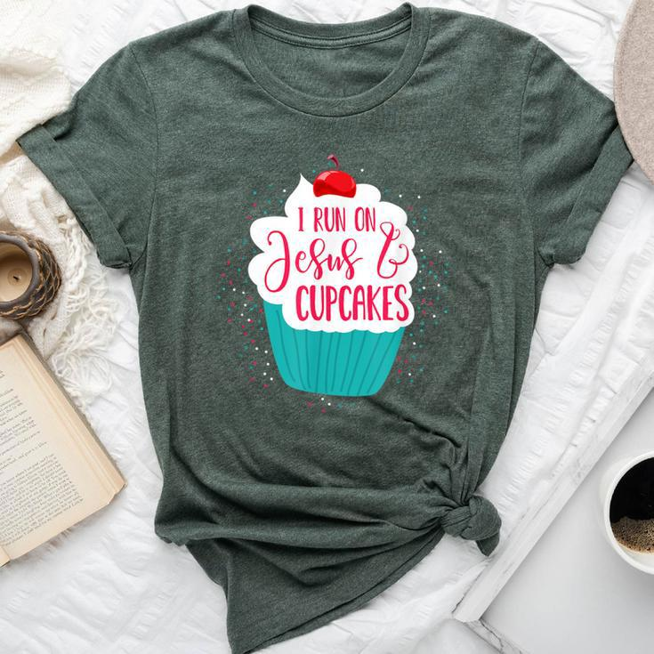 I Run On Jesus And Cupcakes Cute Christian Baking Bella Canvas T-shirt