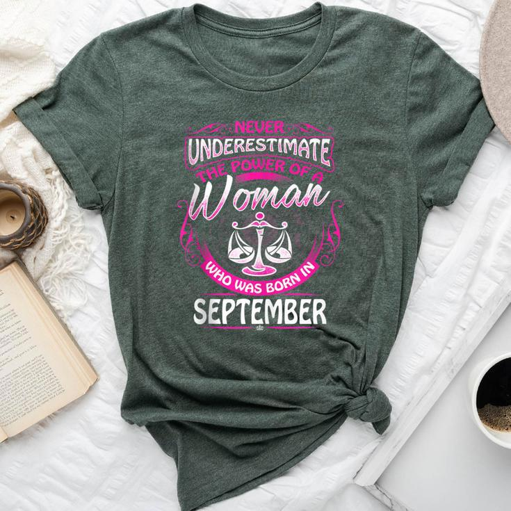 September Libra Woman Zodiac Birthday Never Underestimate Bella Canvas T-shirt