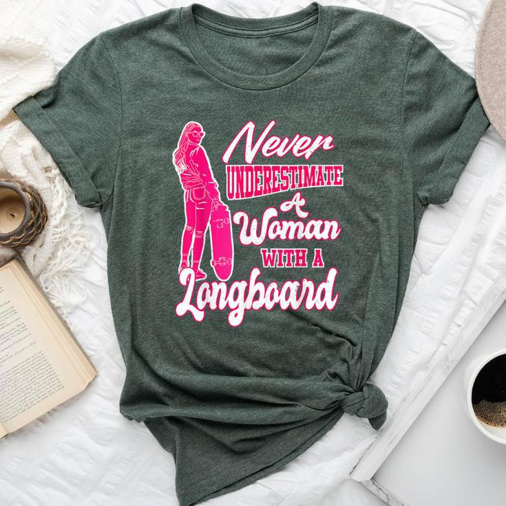 Skateboard Never Underestimate A Woman With A Longboard Bella Canvas T-shirt
