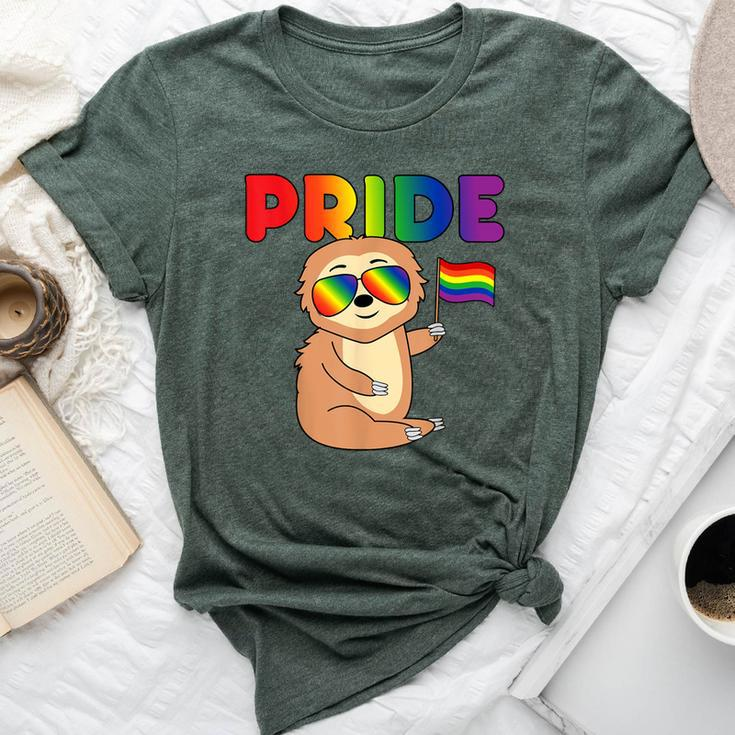 Sloth Gay Pride Rainbow Flag Proud Lgbtq Cool Lgbt Ally Bella Canvas T-shirt