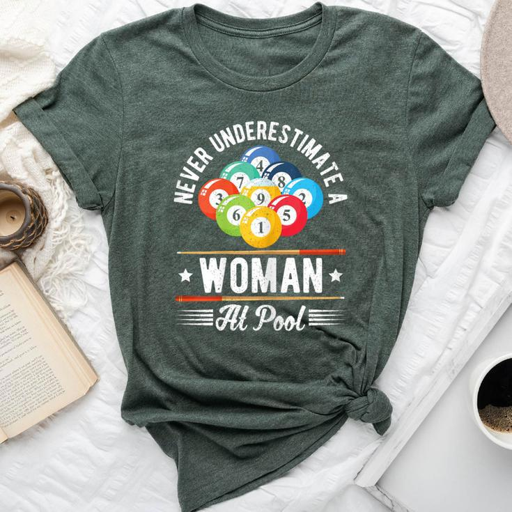 Snooker Never Underestimate A Woman At Pool Billiard Bella Canvas T-shirt