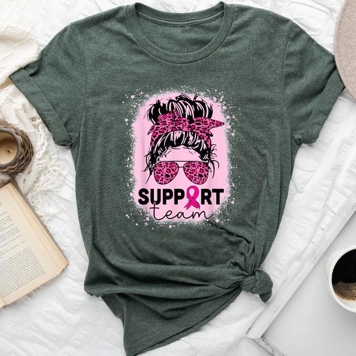Support Squad Messy Bun Breast Cancer Awareness Pink Ribbon Bella Canvas T-shirt