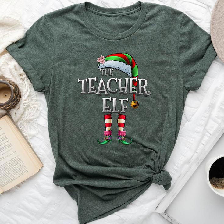 The Teacher Elf Matching Family Christmas Elf Bella Canvas T-shirt