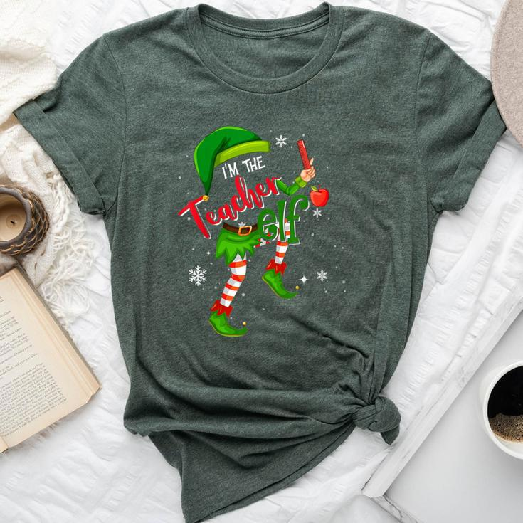 Teacher Elf Matching Family Group Christmas Party Pajama Bella Canvas T-shirt