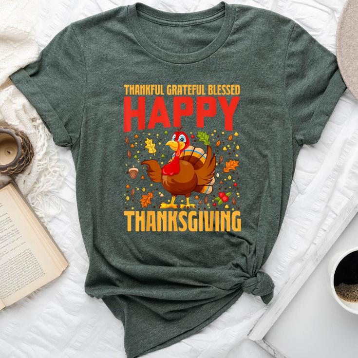 Thankful Grateful Blessed Happy Thanksgiving Turkey Women Bella Canvas T-shirt