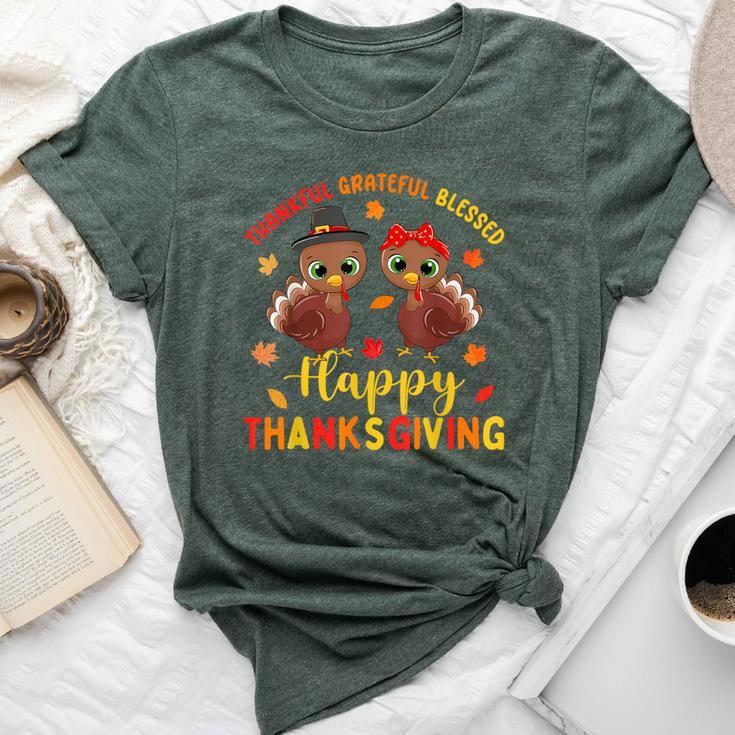 Thankful Grateful Blessed Thanksgiving Turkey Girls Bella Canvas T-shirt