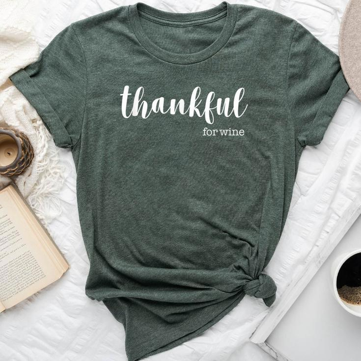 Thankful For Wine Dinner Party Christmas Bella Canvas T-shirt