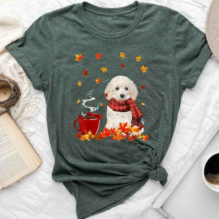 Toy Poodle Fall Red Scarf Autumn Leaf For Dog Lover Bella Canvas T-shirt