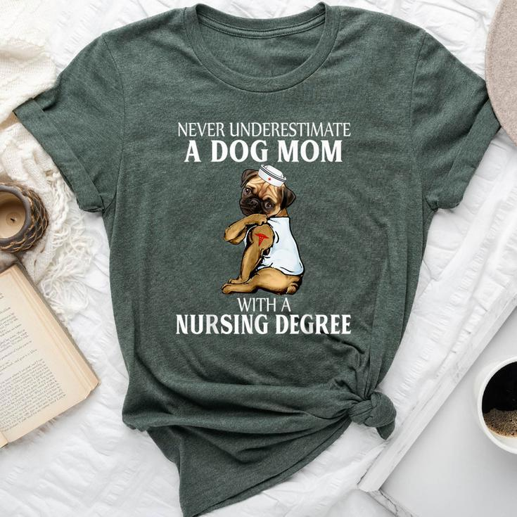 Never Underestimate A Dog Mom Who With A Nursing Degree Bella Canvas T-shirt