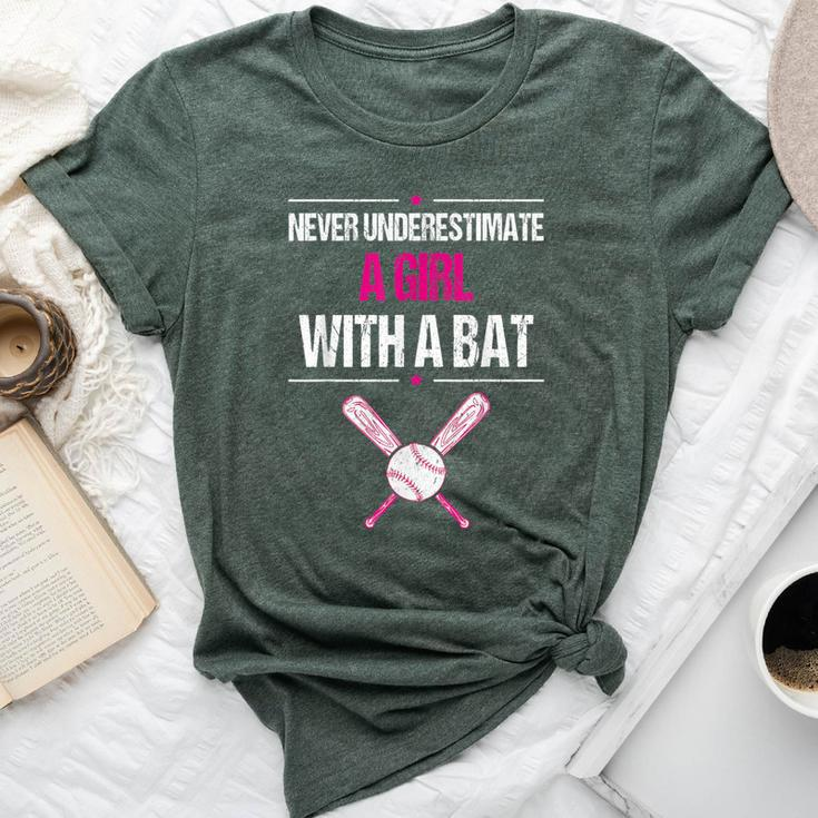 Never Underestimate A Girl With A Bat Baseball Bella Canvas T-shirt