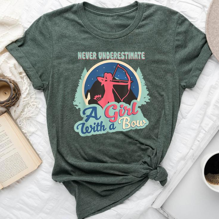 Never Underestimate A Girl With A Bow Archery Sagittarius Bella Canvas T-shirt