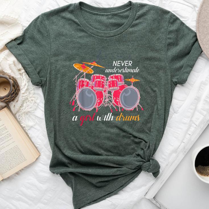 Never Underestimate A Girl With Drums Music Drummer Bella Canvas T-shirt