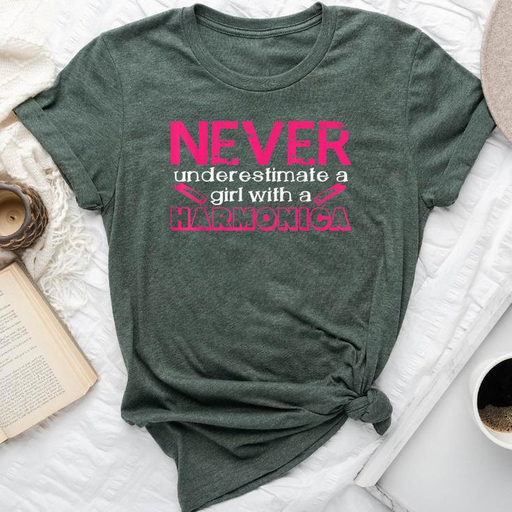 Never Underestimate A Girl With A Harmonica Musician Bella Canvas T-shirt