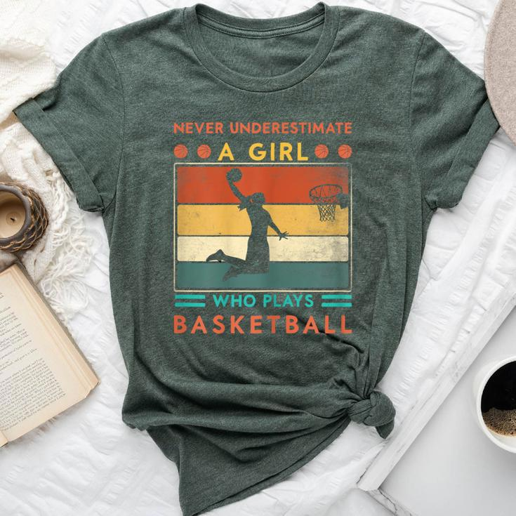 Never Underestimate A Girl Who Plays Basketball Girls Bella Canvas T-shirt