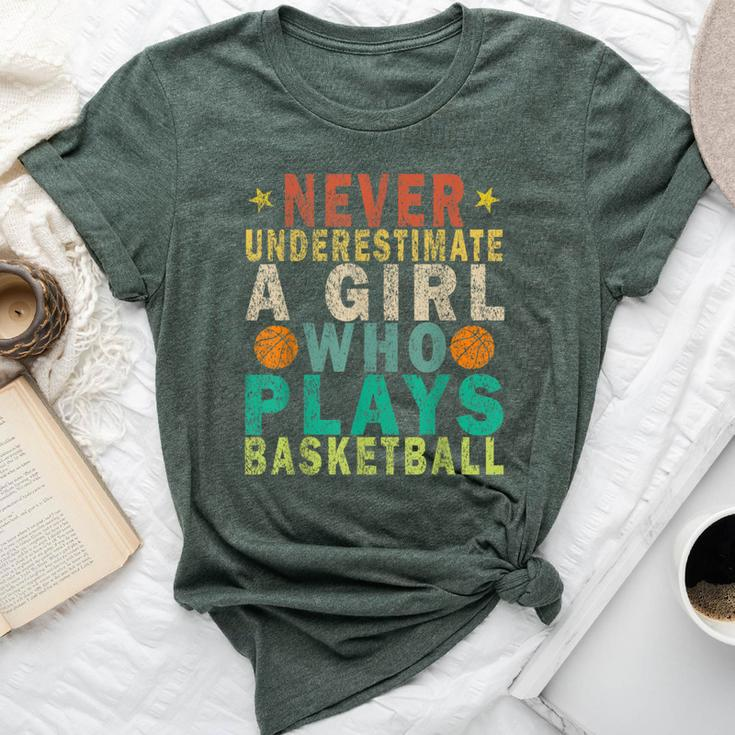 Never Underestimate A Girl Who Plays Basketball Retro Bella Canvas T-shirt