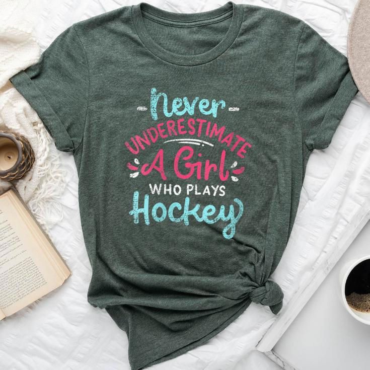 Never Underestimate A Girl Who Plays Hockey Vintage Bella Canvas T-shirt