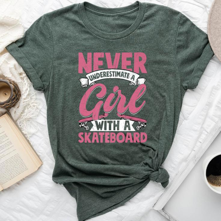 Never Underestimate A Girl With A Skateboard Skateboarder Bella Canvas T-shirt