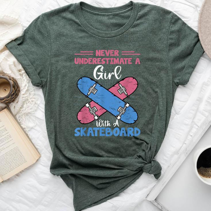 Never Underestimate A Girl With A Skateboard Skateboarding Bella Canvas T-shirt