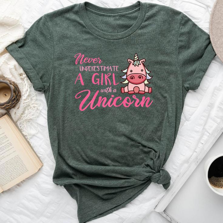 Never Underestimate A Girl With A Unicorn Girls Unicorns Bella Canvas T-shirt