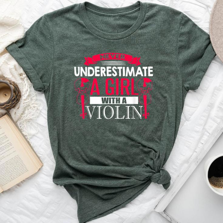 Never Underestimate A Girl With A Violin Cute Music Bella Canvas T-shirt