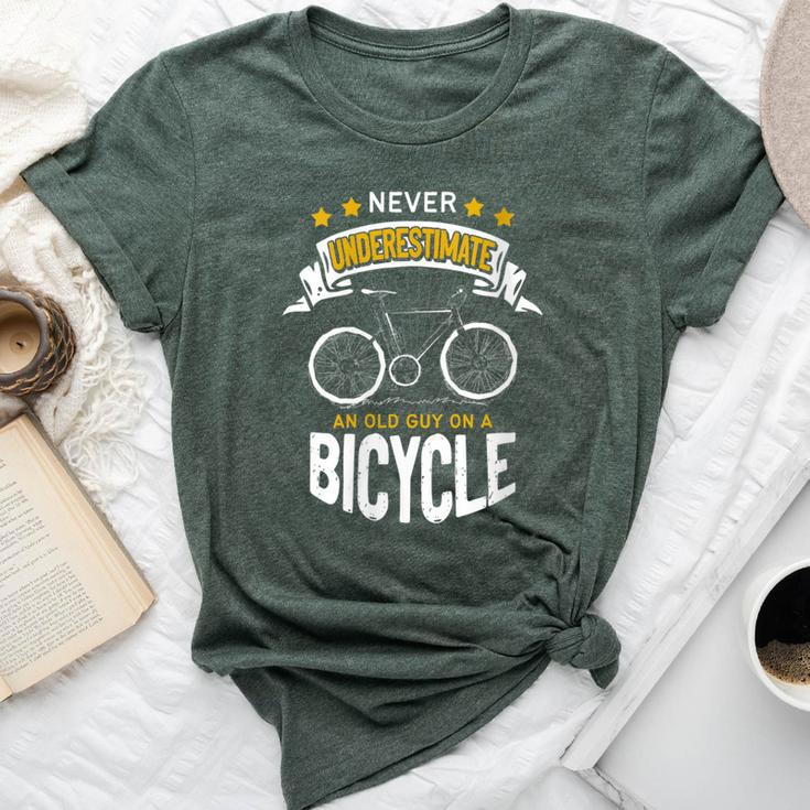 Never Underestimate An Old Guy On Bicycle Bike Cycling Retro Bella Canvas T-shirt