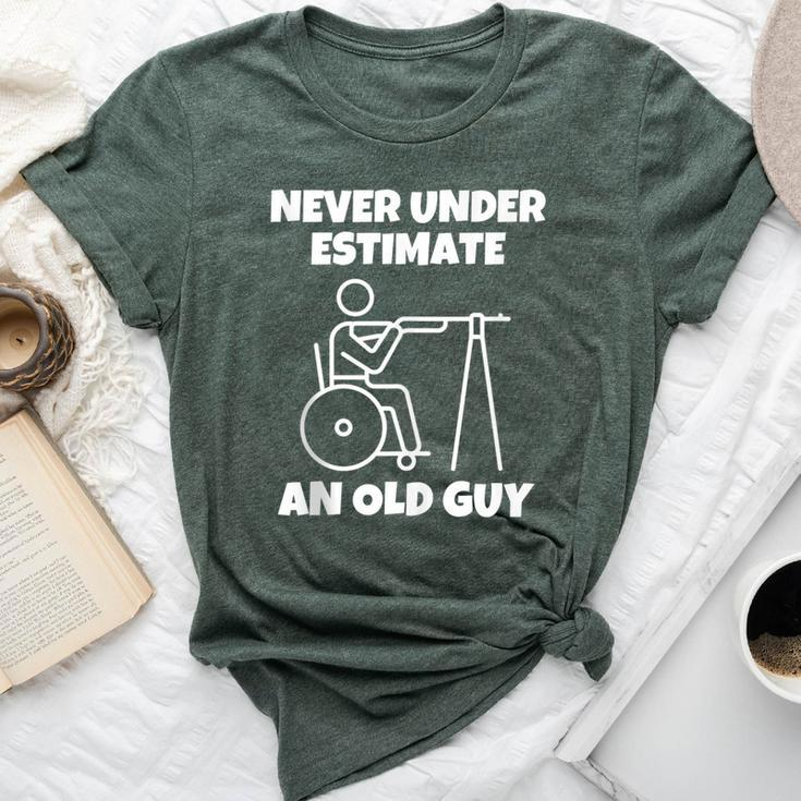 Never Underestimate An Old Guy Retired Old People Wheelchair Bella Canvas T-shirt