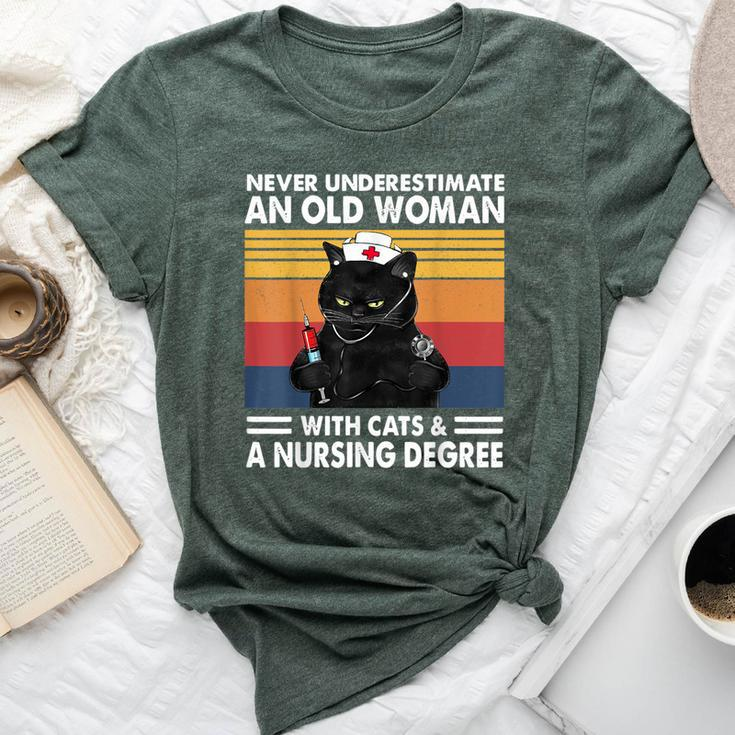 Never Underestimate An Old Woman With Cats And Nursing Bella Canvas T-shirt