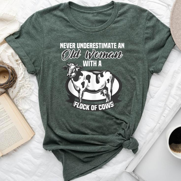 Never Underestimate An Old Woman With A Flock Of Cows Bella Canvas T-shirt