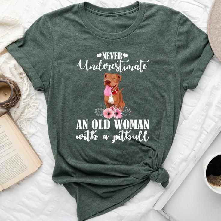 Never Underestimate An Old Woman With Pitpull Bella Canvas T-shirt