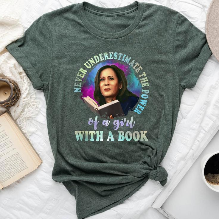 Never Underestimate The Power Of A Girl With A Book Womens Bella Canvas T-shirt