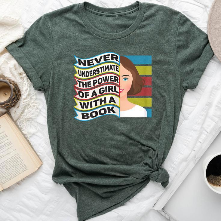 Never Underestimate Power Of Girl With Book Young Rbg Bella Canvas T-shirt